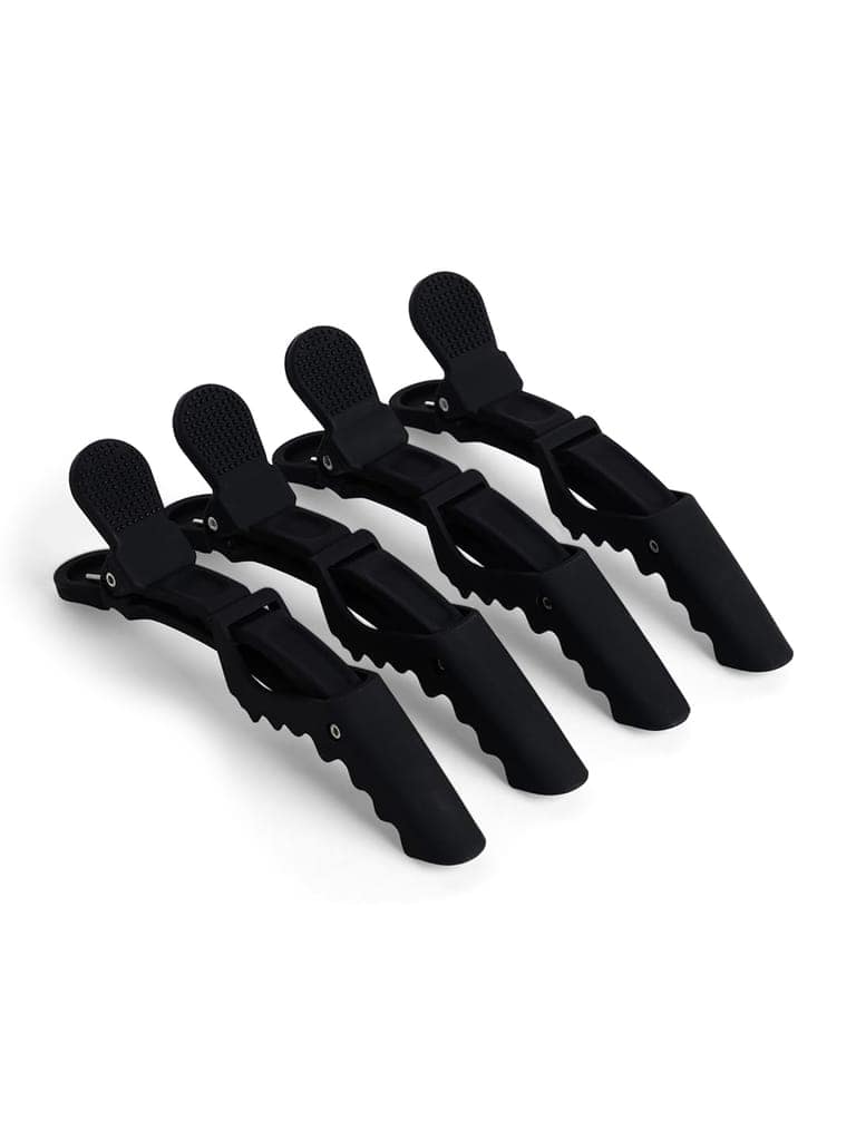 BUNGALOW BEAUTY Professional Hair Sectioning Crocodile Hairdressing Clips For Women (Pack Of 4), Black