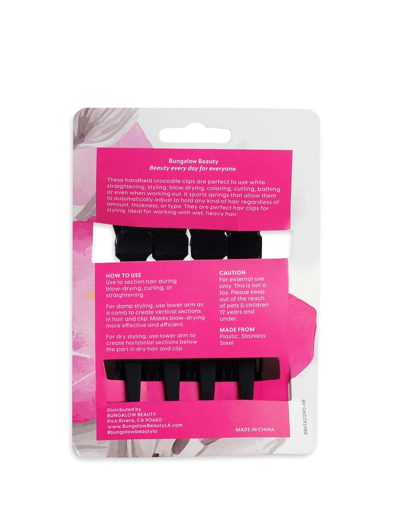 BUNGALOW BEAUTY Professional Hair Sectioning Crocodile Hairdressing Clips For Women (Pack Of 4), Black view 4
