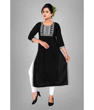 HAYA - Blue Rayon Women's Straight Kurti ( Pack of 1 )