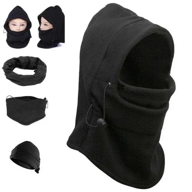 Qawvler Winter Full Face Rider Mask Fleece Unisex Balaclava Pack of 1 (Black) Free Size view 2