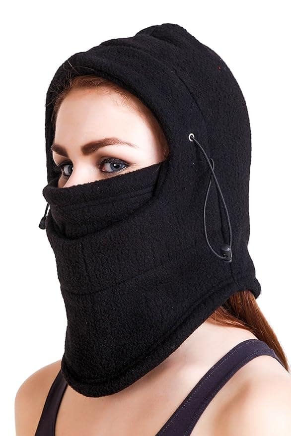 Qawvler Winter Full Face Rider Mask Fleece Unisex Balaclava Pack of 1 (Black) Free Size view 6