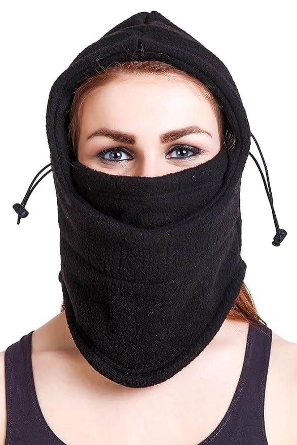 Qawvler Winter Full Face Rider Mask Fleece Unisex Balaclava Pack of 1 (Black) Free Size view 8