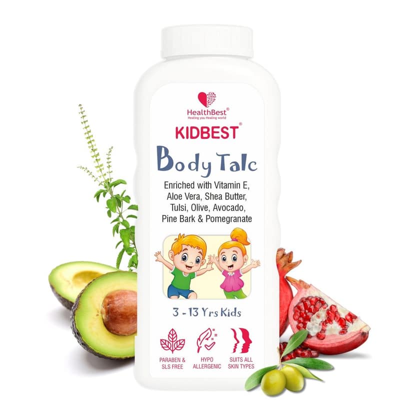 HealthBest Kids Body Powder Normal Skin, Sensitive Skin & Dry Skin, Tear, Paraben, SLS free - 100gm