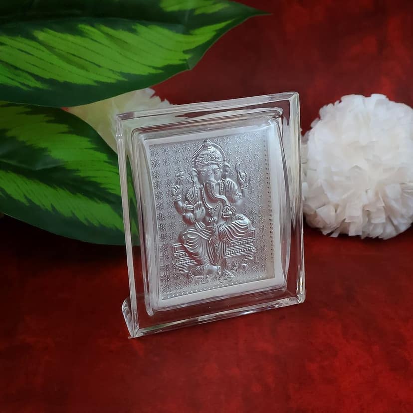 Embossed Silver-Plated Lord Ganesha Photo Frame (1 Pc) view 3