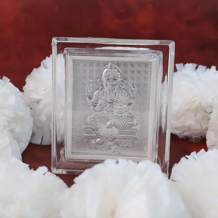 Embossed Silver-Plated Lord Ganesha Photo Frame (1 Pc) view 4