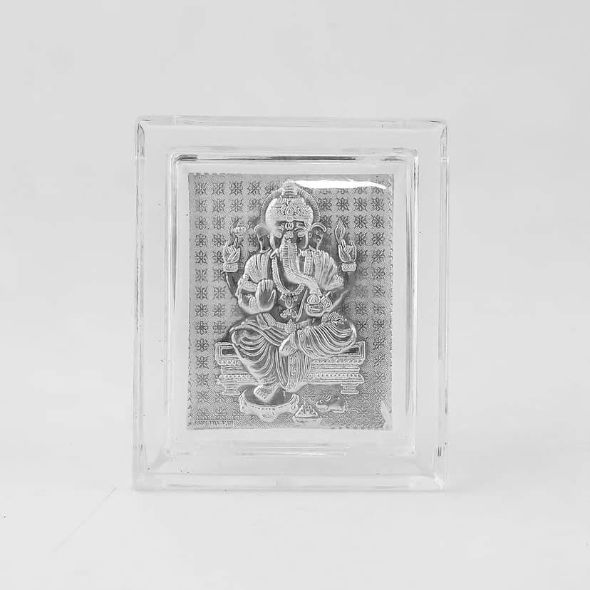 Embossed Silver-Plated Lord Ganesha Photo Frame (1 Pc) view 5