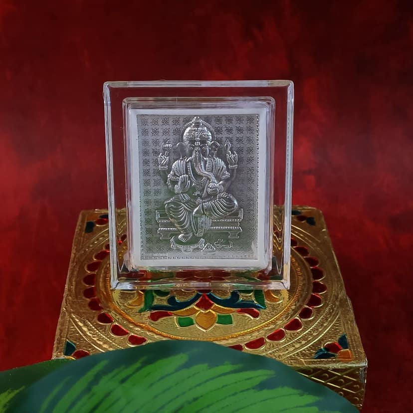 Embossed Silver-Plated Lord Ganesha Photo Frame (1 Pc) view 6