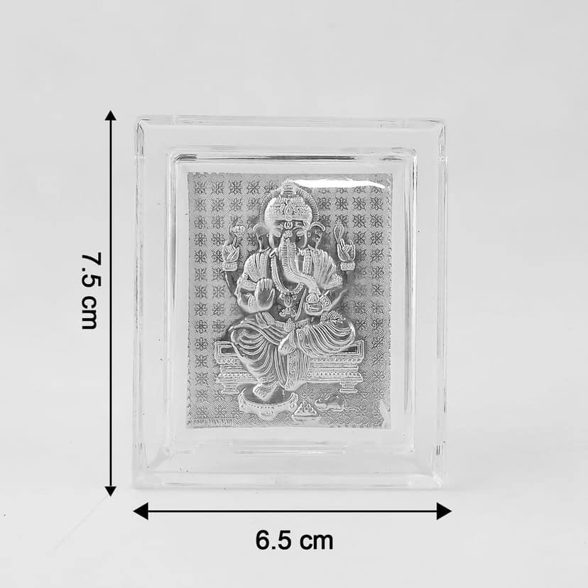 Embossed Silver-Plated Lord Ganesha Photo Frame (1 Pc) view 7