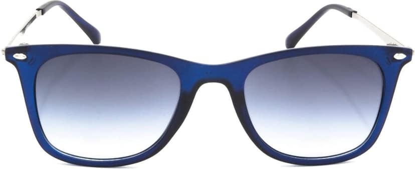HRINKAR Unisex Wrap-around Sunglasses Black & Silver Frame, Blue & Clear Lens (Medium) - Pack of 2 view 3
