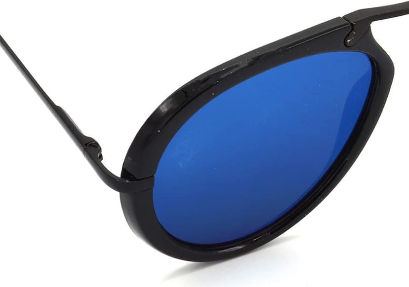 HRINKAR Unisex Wrap-around Sunglasses Black & Silver Frame, Blue & Clear Lens (Medium) - Pack of 2 view 7