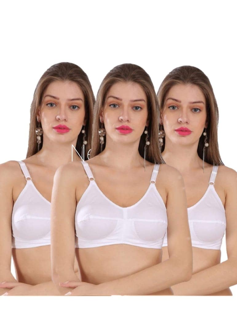 Fashion Bones Pure Cotton Full Coverage | Push Up Non Padded Wire Free | Daily Use Bra | for Women and Teenage Girls | Size A - B - C - D - DD Pack of 3 view 2