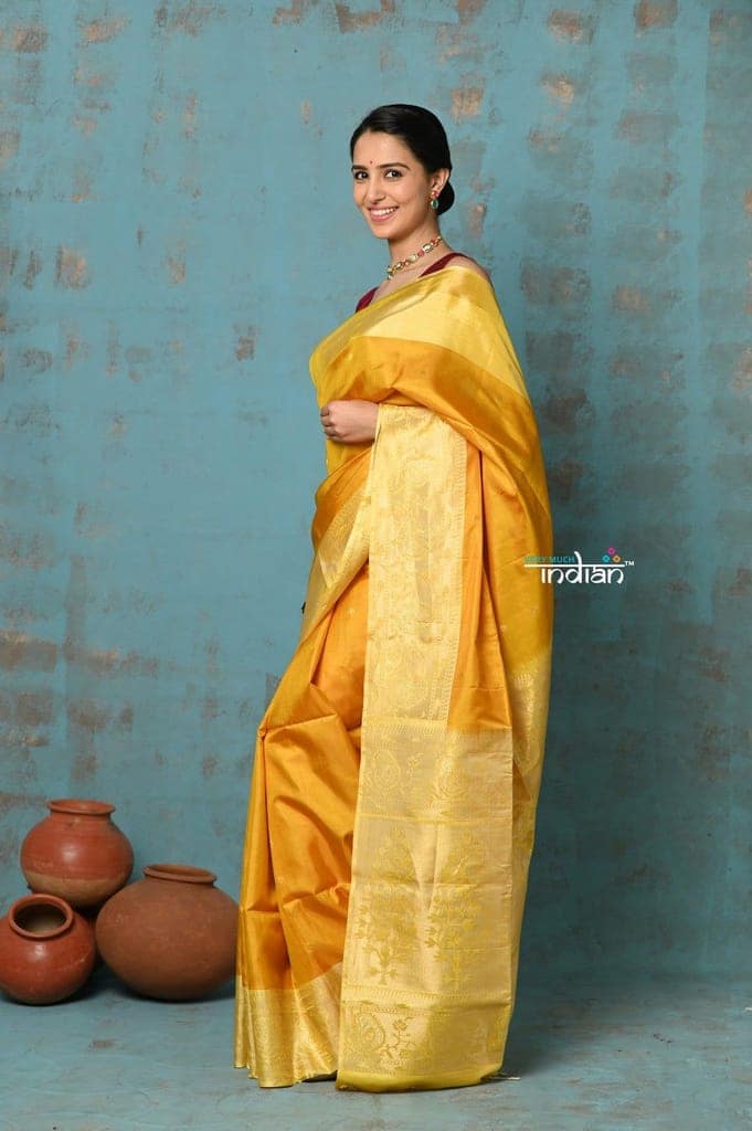 Anokhi ~ Handloom Pure Soft Silk Saree with Designer Pallu ~ Yellow (Limited Edition) view 2