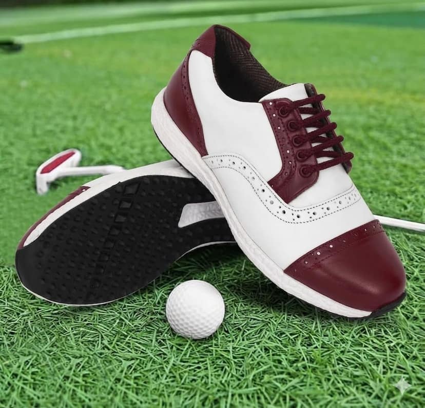 HITCARO® Men's Genuine Leather Lace-up Professional 100% Waterproof Premium Gold Golf Shoes PR-5407 view 3