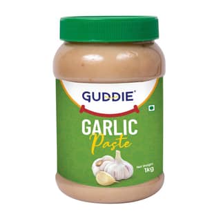 Guddie Garlic Paste 1kg, 100% Natural, Easy to Cook, Low Cholesterol, No Preservatives & Artificial Colour, Naturally Processed Adrak Lasun Paste