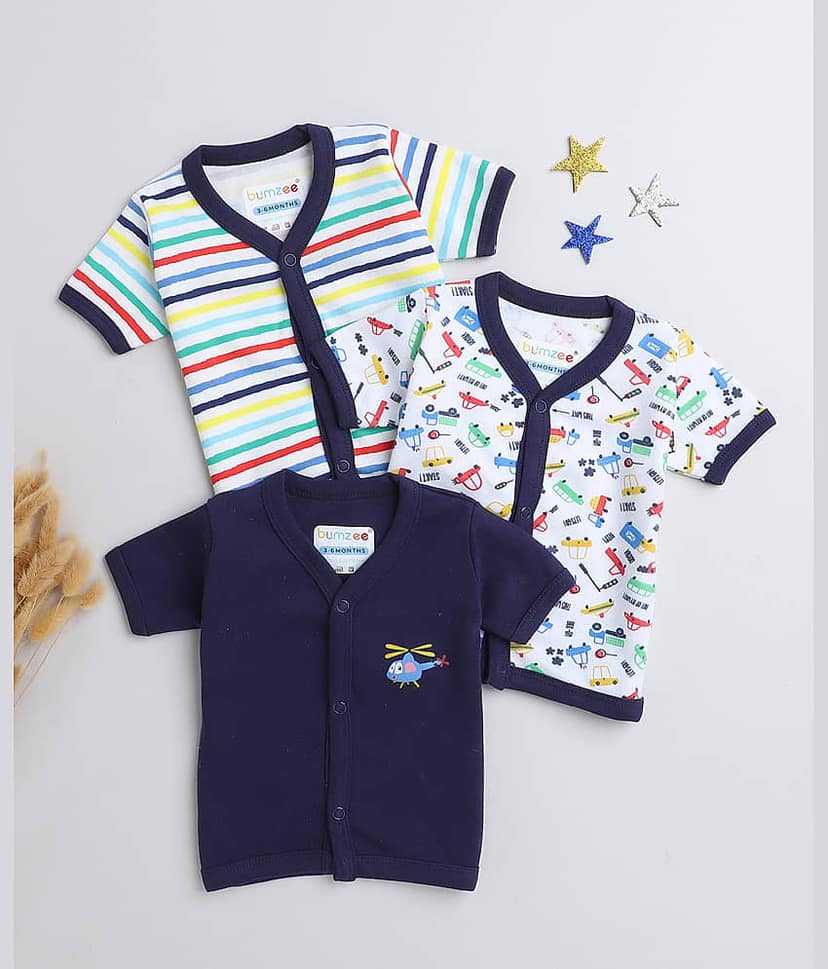 BUMZEE Pack of 3 Baby Boys Cotton Shirt ( Orange )