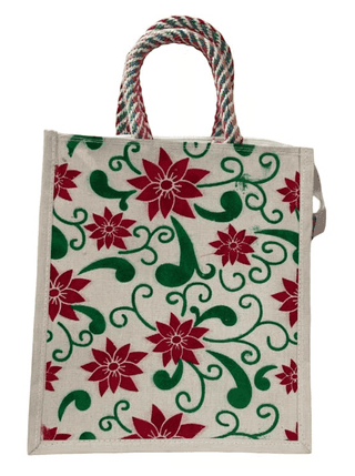 Floral Poinsettia Tote Bag - Stylish & Reusable