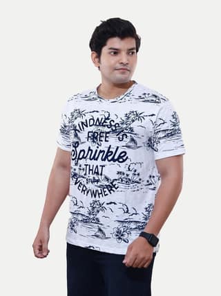 Men white Graphic Printed round Neck Regular Fit T-shirt