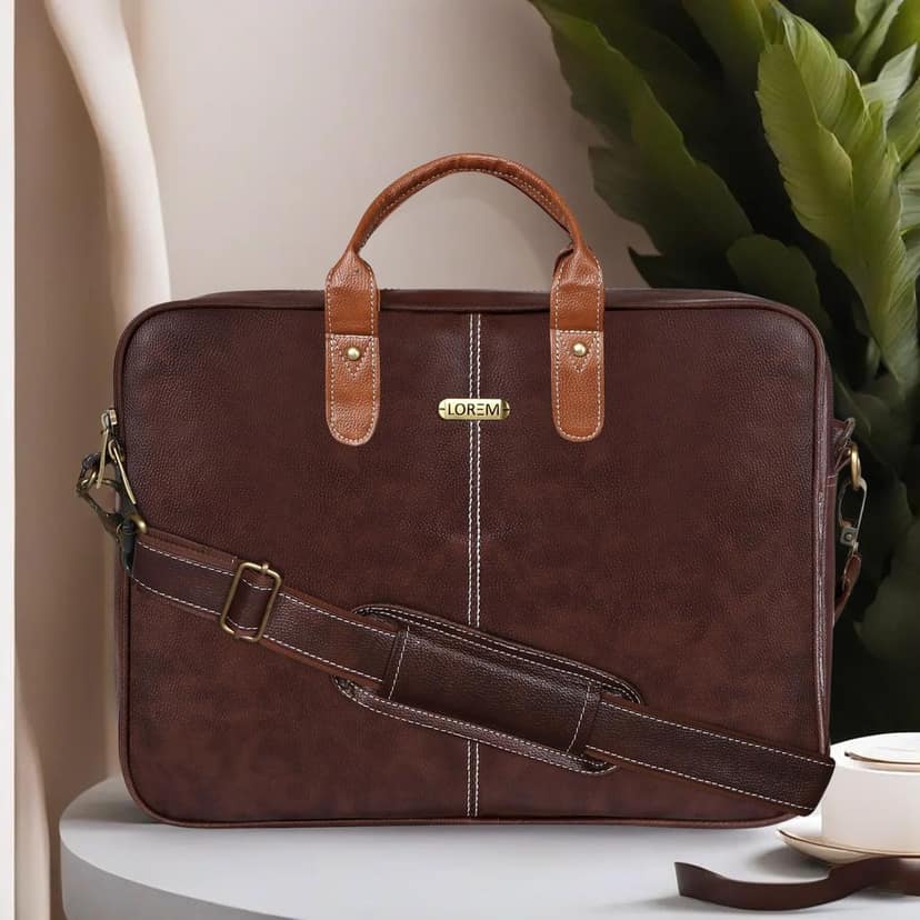 LOREM Brown Color faux leather 10L Laptop Messenger Bag For Men & Women New BG70 view 2