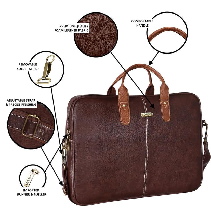 LOREM Brown Color faux leather 10L Laptop Messenger Bag For Men & Women New BG70 view 4
