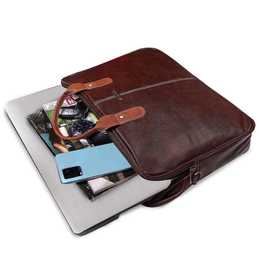 LOREM Brown Color faux leather 10L Laptop Messenger Bag For Men & Women New BG70 view 5