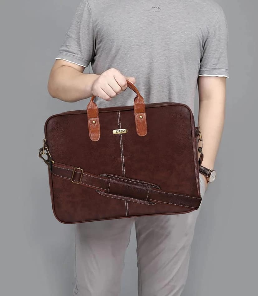 LOREM Brown Color faux leather 10L Laptop Messenger Bag For Men & Women New BG70 view 7