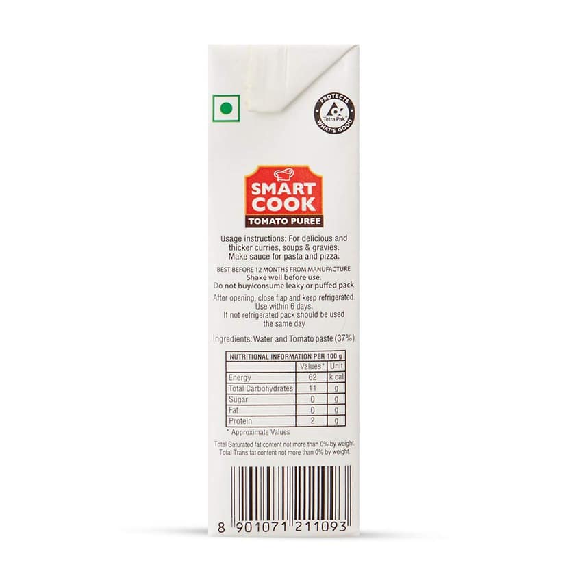 Smart Cook Tomato Puree, 200 Ml Carton view 2