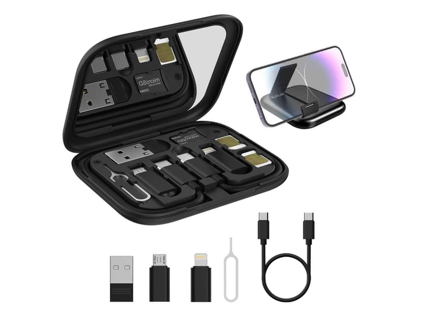 Portronics Snapcase 60W Fast Charging Cable Kit, Compact Storage, Multiple Connectors, Portable Mirror