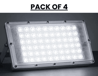 SPARKWORLD Ultra-Bright Lens LED Flood Light | (Pack of 4) | (50W Each, IP66 Waterproof, Daylight White) | Colour: White (Pack of 4)