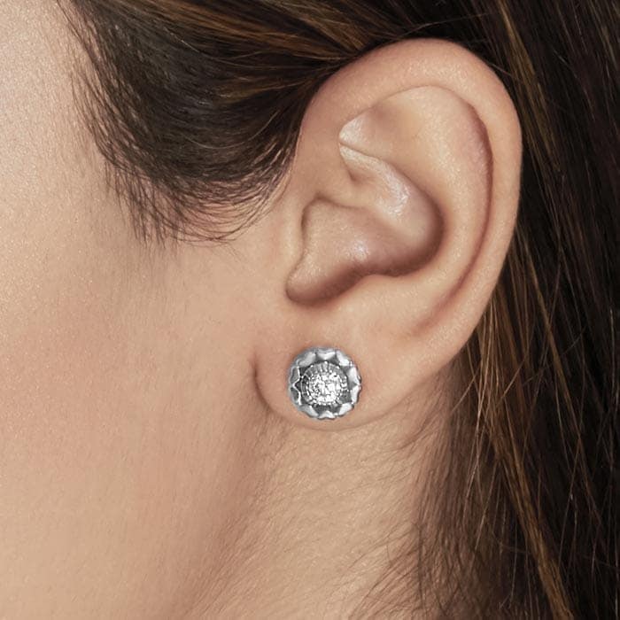 Silver Wheel Of Heart Earrings (5 in 1 Crystal) view 2