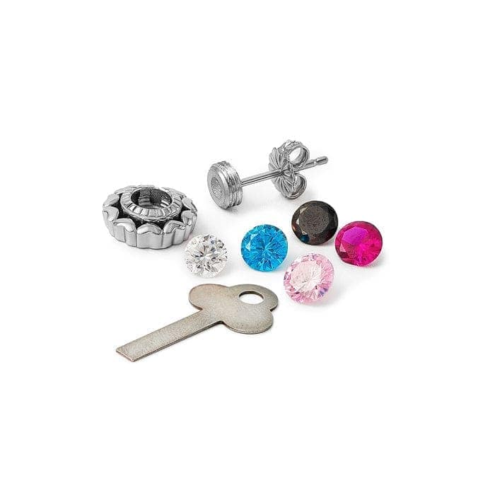 Silver Wheel Of Heart Earrings (5 in 1 Crystal) view 4