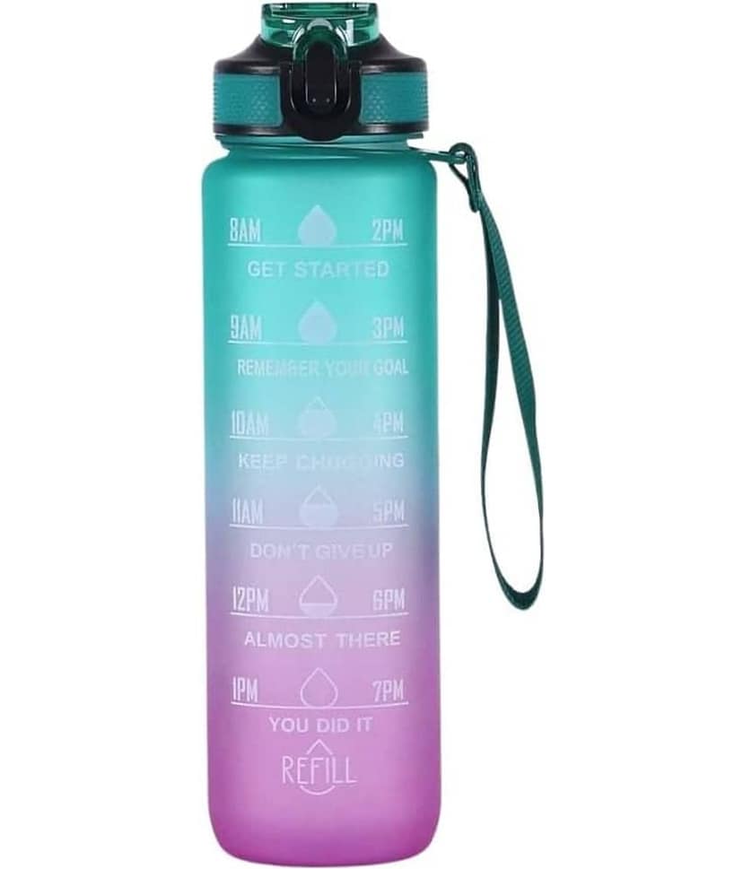 THRIFTKART Motivational Bottle Multicolour Acrylic Sipper Water Bottle 1000 mL ( Set of 1 )