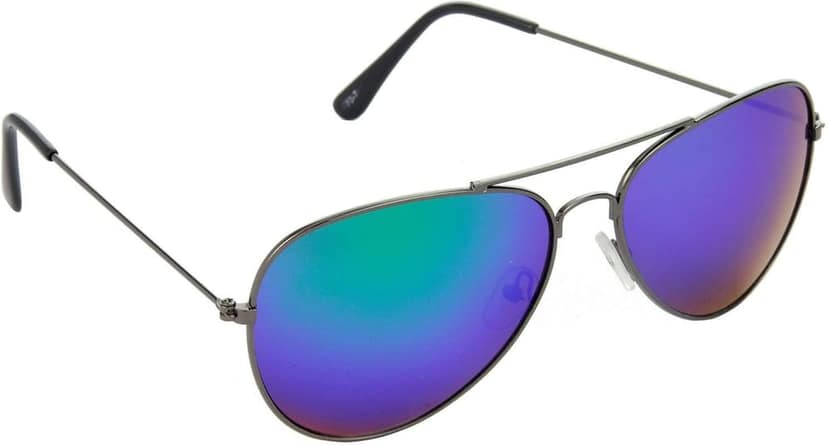 HRINKAR Men Pilot Sunglasses Grey & Silver Frame, Blue Lens (Medium) - Pack of 2 view 6