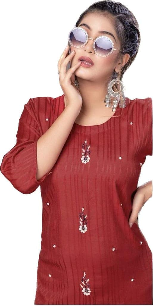 Designer Zardosi Hand Work Embroidery Kurti view 8