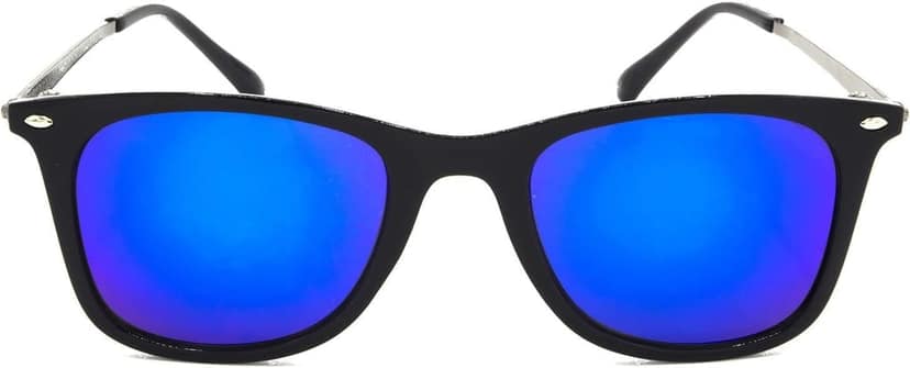 Hrinkar Unisex Wrap-around Sunglasses Golden & Grey Frame, Grey & Blue Lens (Medium) - Pack of 2 view 3