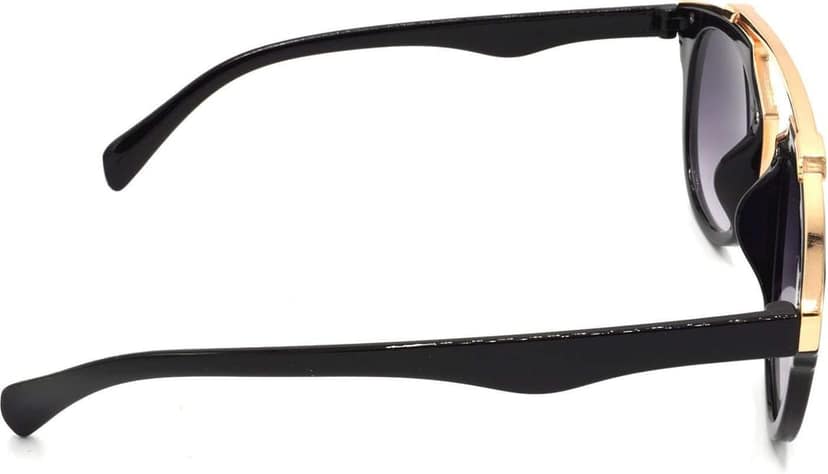 Hrinkar Unisex Wrap-around Sunglasses Golden & Grey Frame, Grey & Blue Lens (Medium) - Pack of 2 view 4