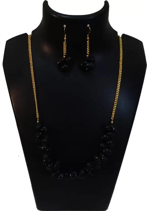 GEM STONE BLACK AGATE CHIPS NECKLACE view 3