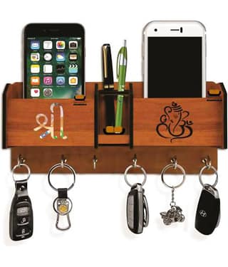 Arpita Crafts Beige Wood Key Holder - Pack of 1