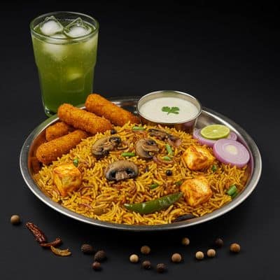 Mushroom Biryani & Panner Sticks & Cool Drink