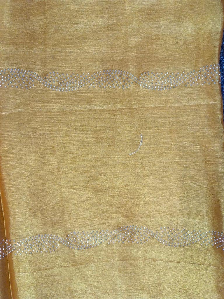 Mustard Yellow Faux Georgette Saree With Stone Work view 2
