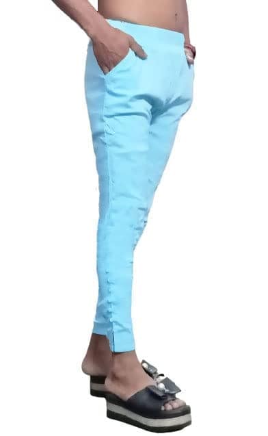 Cron Women's Straight Fit Ankle Length, Slim fit Cigarette Pants with an Elasticated Waist Band (32, Sky Blue) view 3