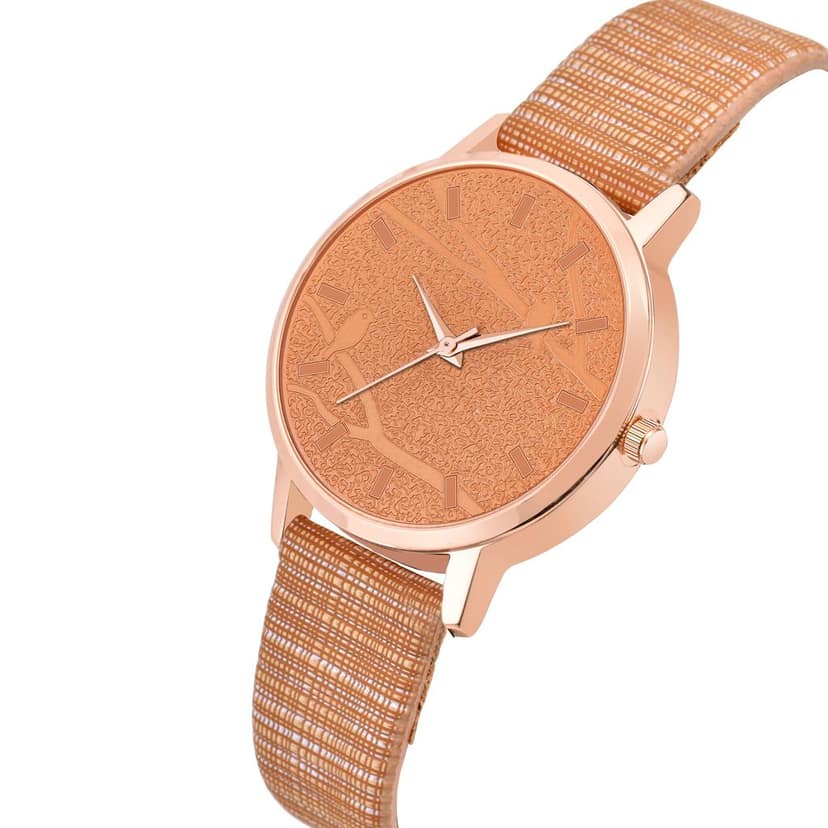 Loretta MT-329 Orange Leather Belt Slim Dial Women & Girls Watch view 3