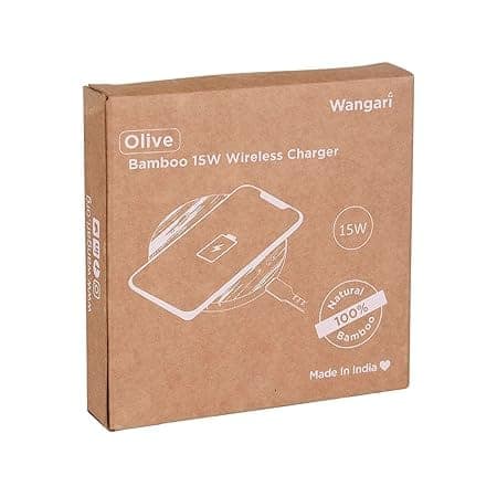 Wangari Olive 15W Round Wireless Bamboo Charger view 4