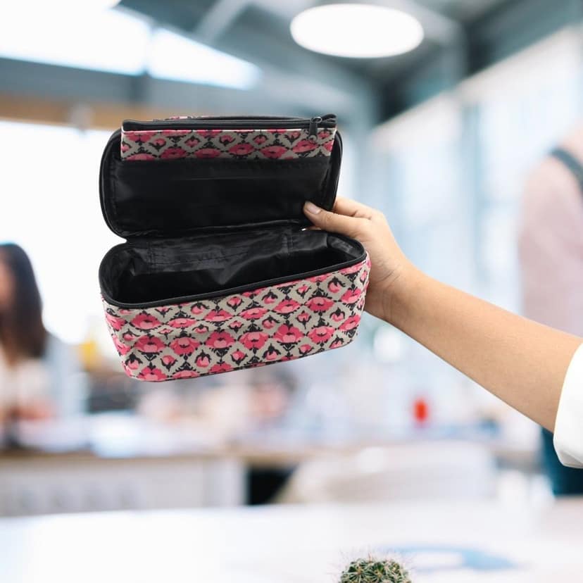 Decor Travel Makeup Bag with Small pouch Portable Organizer Makeup Cosmetic Train Case Large Capacity for Cosmetics Makeup Brushes and Toiletry Jewelry for More Storage view 3