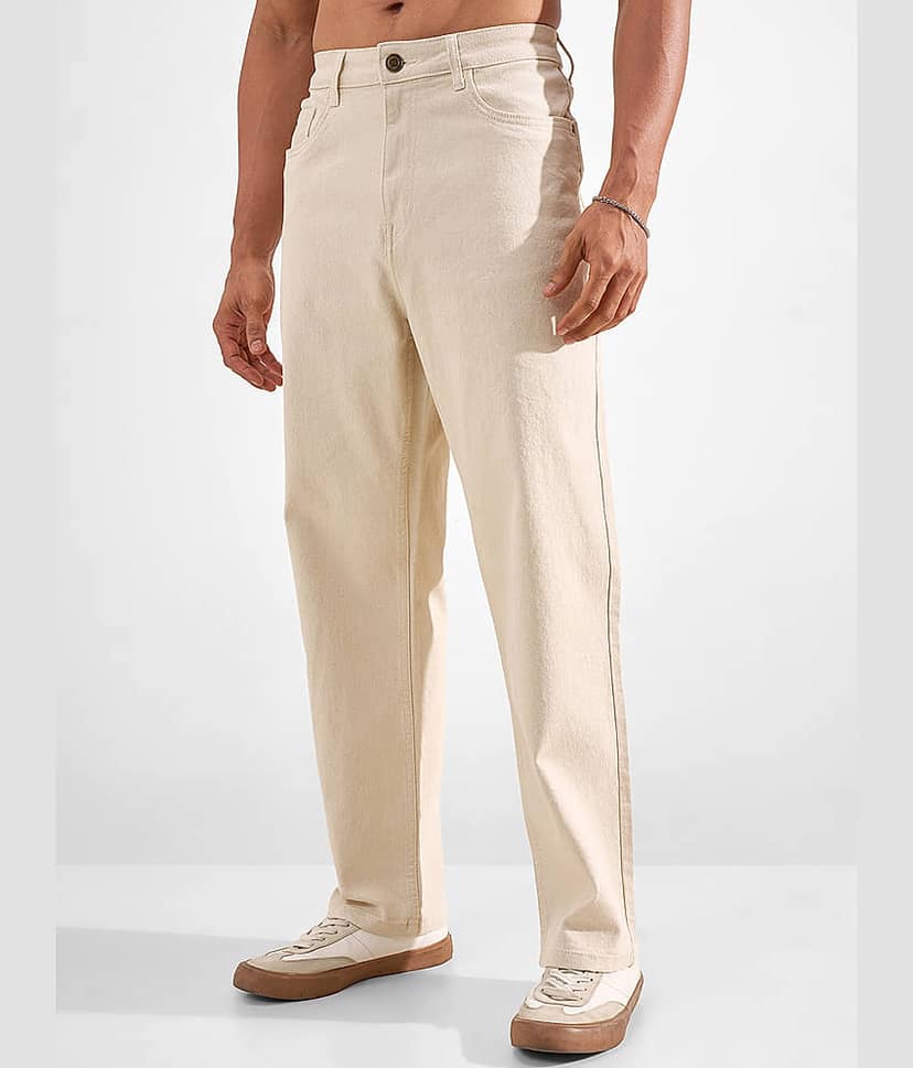 Highlander Straight Solid Men's Jeans ( Beige ) view 4