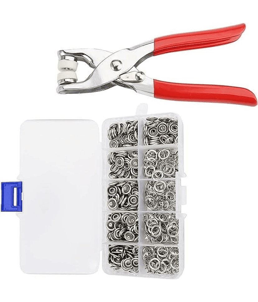 sakimo 100pc Silver Button emergency button tool Thickened Snap Fasteners Kit Metal Five Claw Set with Hand Pressure Pliers Tool DIY Sewing Buttons Set for Clothing Sewing, Crafting (only Silver Button).