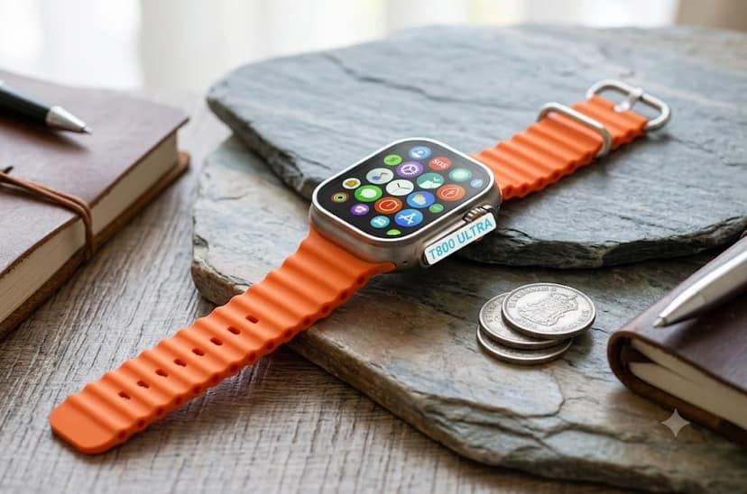 T800 Ultra Smart Watch (1.99" HD Display, Orange Strap) view 4