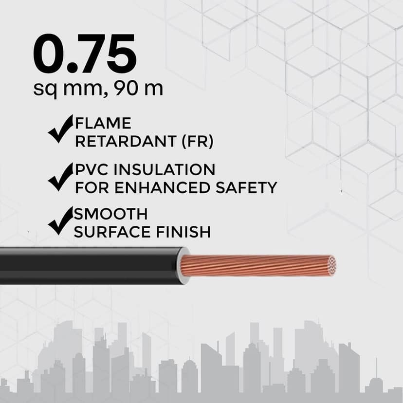 VRINDA Black 0.75mm FR PVC Insulated CCA Copper Electrical Wire – 90 Meter | Flexible Multi-Strand House Wiring Cable view 3