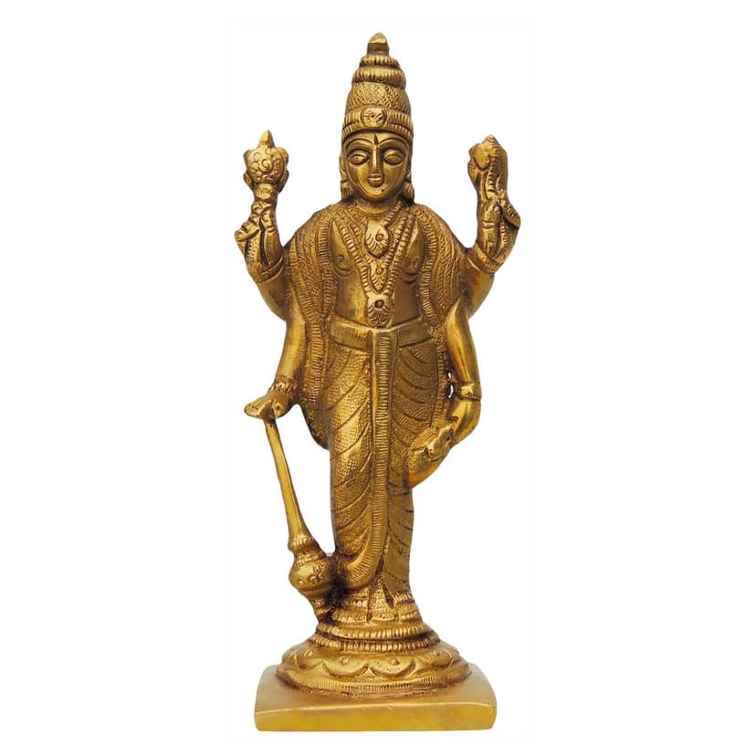 Brass Standing Vishnu Ji Idol - Divine Hindu God Statue, Height : 6 Inch (BSMAS388 A) view 2