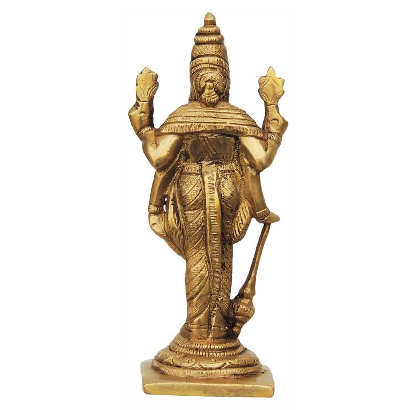 Brass Standing Vishnu Ji Idol - Divine Hindu God Statue, Height : 6 Inch (BSMAS388 A) view 3