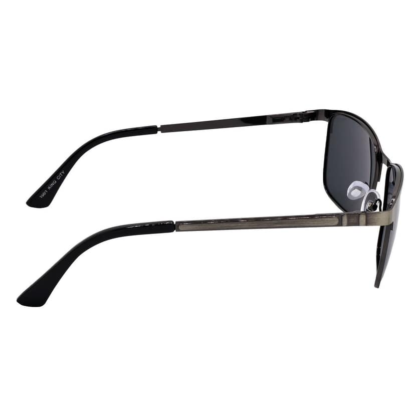 Stylish Rectangular Full-Frame Metal Polarized Sunglasses for Men and Women | Black Lens and Steel Grey Frame | HRS-KC1001-LGRY-BK-P view 4